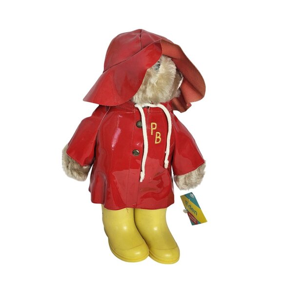 Vintage Eden Toys Paddington Bear 1981 Made in Korea Stuffed Bear Red Raincoat - Picture 1 of 8